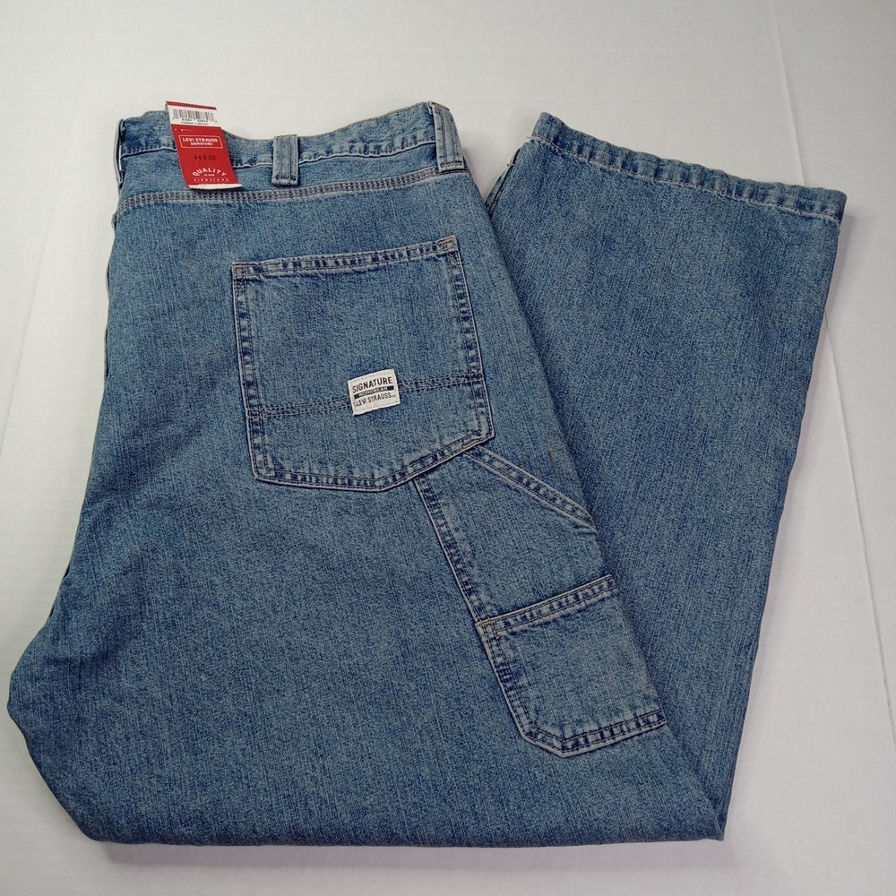 Signature By Levi Strauss & Co. Carpenter Jeans Men's Size 44x30 Blue Cotton